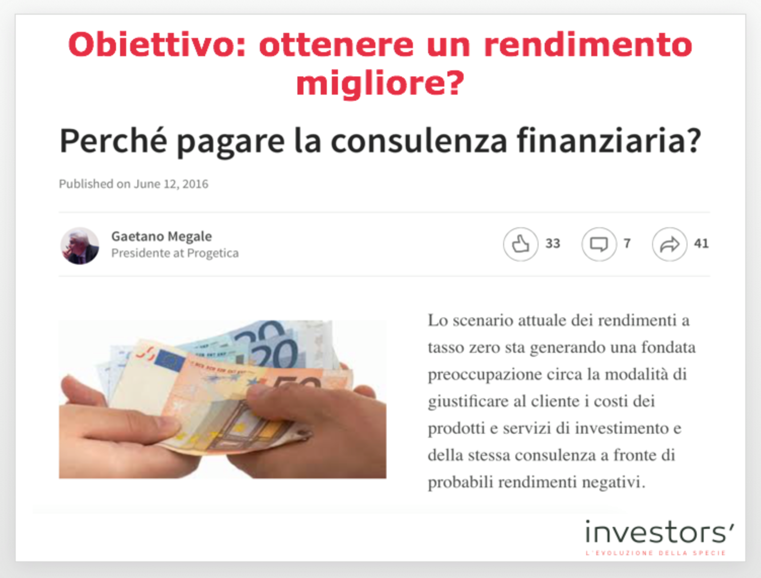 A COSA SERVE VERAMENTE UN CONSULENTE FINANZIARIO